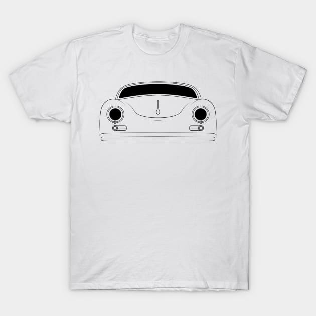 Porsche 356A Speedster Black Outline T-Shirt by kindacoolbutnotreally